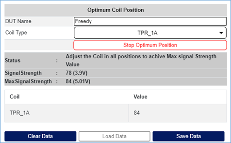 Check for Optimum Coil Position with GRL-WP-TPR-C3_optimum coil position test execution example